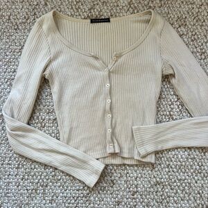 Brandy Melville cream white long sleeve top, one size fits all